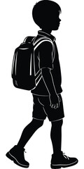 Silhouette back to school boy student black color only