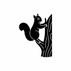 creative details Squirrel Climbing a Tree Icon vector illustration