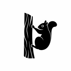 creative details Squirrel Climbing a Tree Icon vector illustration