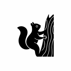 creative details Squirrel Climbing a Tree Icon vector illustration