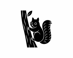 creative details Squirrel Climbing a Tree Icon vector illustration