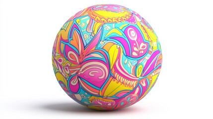 Vibrant Pattern Ball on White Background
