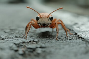 A Close Up View Of An Orange Ant