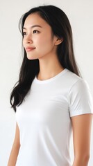 Obraz premium Young Asian and American Women in Casual Clothing, Standing Poses