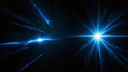 Fototapeta premium Bright blue light bursts radiate from dark background, creating dynamic and energetic visual effect. beams of light appear to explode outward, evoking sense of movement and excitement