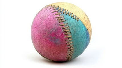 Colorful Ball with Stitching on Isolated White Background