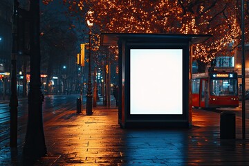 Pixel Perfect Image of Bus by Stop on Street at Night