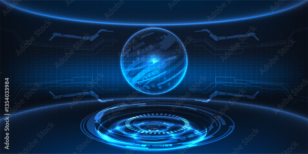 Poster abstract futuristic digital technology stage and background and science fiction concepts.