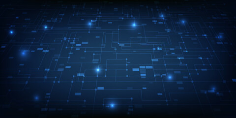 Vector illustration of digital circuit network technology perspective background.Design for game graphic and advertising artwork.