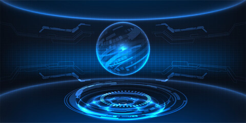 Abstract futuristic digital technology stage and background and science fiction concepts.	