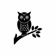 creative details Owl Perched on a Tree Icon vector illustration
