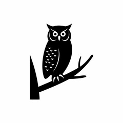 creative details Owl Perched on a Tree Icon vector illustration