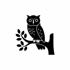 creative details Owl Perched on a Tree Icon vector illustration