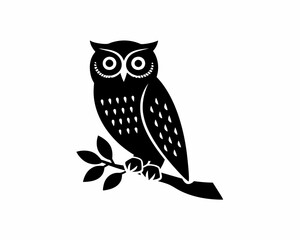 creative details Owl Perched on a Tree Icon vector illustration