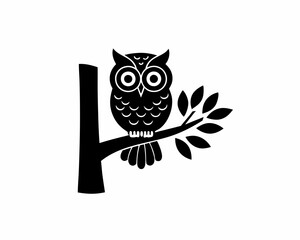 creative details Owl Perched on a Tree Icon vector illustration