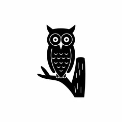creative details Owl Perched on a Tree Icon vector illustration