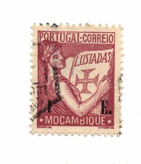 A vintage postage stamp from Portugal on a white background.