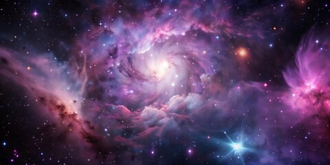 Vibrant Galactic Clouds with Distant Stars, Space photography