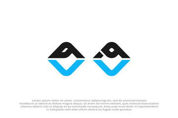 letter bc or ba or bv abstract modern business logo