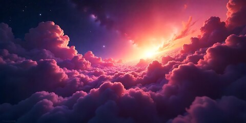 Vibrant Galactic Clouds with Distant Stars, Space photography