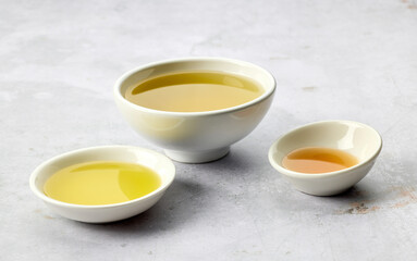 bowls of various oils