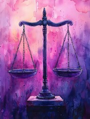 Balanced Artistic Libra Scales in Watercolor Shades