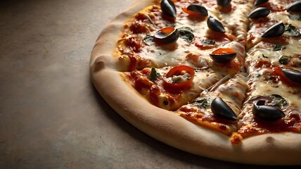 pizza on a wooden table