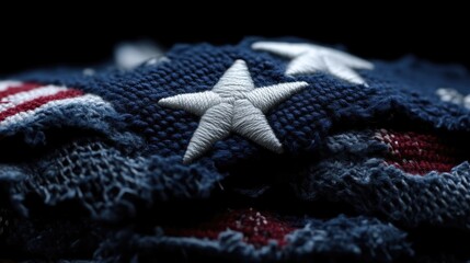 Worn American Flag Close-up