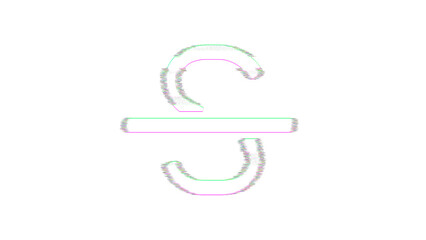 Icon strikethrough is distorted. Glitch. Noise, chromatic aberration, geometric distortion