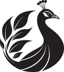 A Peacock Silhouette vector art illustration showcases the graceful outline of a peacock, highlighting its elegant feathers, monochromatic design ideal for creative projects.
