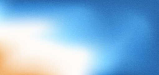 Blur beach gradient. Gradation blue and orange beige background with noise. Grainy abstract backdrop sea water and sand. Ocean wave. Vector tropical summer calm cover illustration.