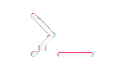 Icon terminal is distorted. Glitch. Noise, chromatic aberration, geometric distortion