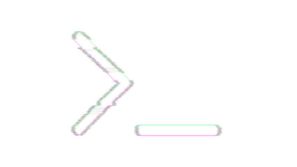 Icon terminal is distorted. Glitch. Noise, chromatic aberration, geometric distortion