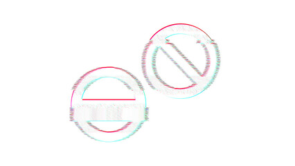 Icon tablets is distorted. Glitch. Noise, chromatic aberration, geometric distortion