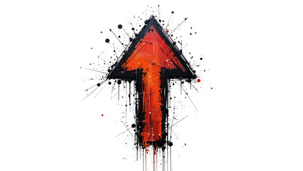 Grunge Style Upward Arrow isolated on transparent background.