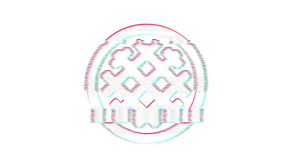 Icon stroopwafel is distorted. Glitch. Noise, chromatic aberration, geometric distortion