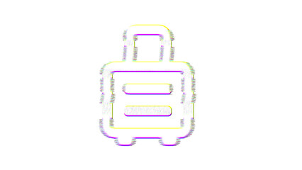 Icon suitcase rolling is distorted. Glitch. Noise, chromatic aberration, geometric distortion