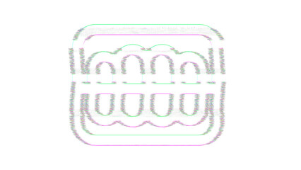Icon teeth is distorted. Glitch. Noise, chromatic aberration, geometric distortion