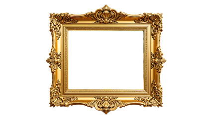 Ornate Gold Frame isolated on transparent background.