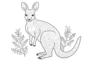 Obraz premium Coloring for children, coloring animals and birds, kangaroo.