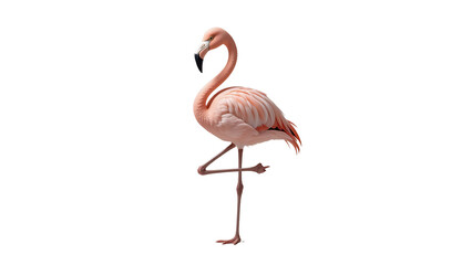Elegant Flamingo Posing on One Leg isolated on transparent background.