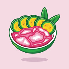 Cartoon vector illustration of sweet green banana ice  from Indonesia