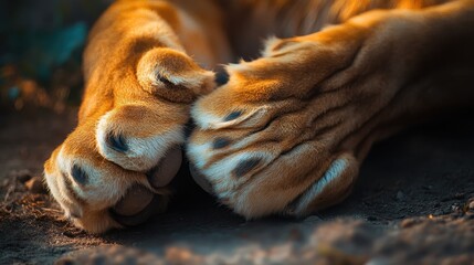 lion paws resting on ground