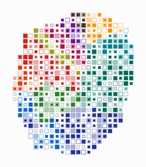 Nauru, shape of the country build of colored cells. Digital style map of the Nauru on white background. Large size square blocks. Abstract vector illustration.