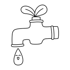 water tap with plant doodle outline