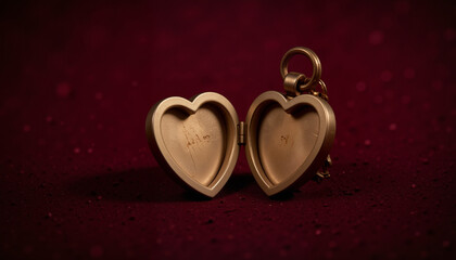 Glowing heart-shaped locket on velvet background, symbolizing love