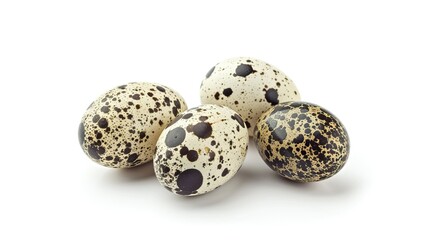 Quail Egg view isolated on white background , showing very clear view
