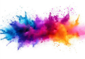 Fototapeta premium Colorful Powder Explosion Isolated on White Background in Digital Art Style