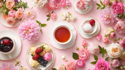 Floral Tea Party on Pink