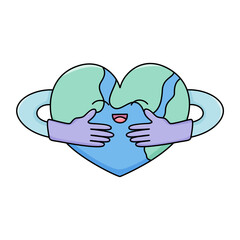 heart shaped earth with two hand